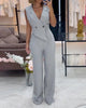 Vera – Einfarbiger Jumpsuit mit Reverskragen