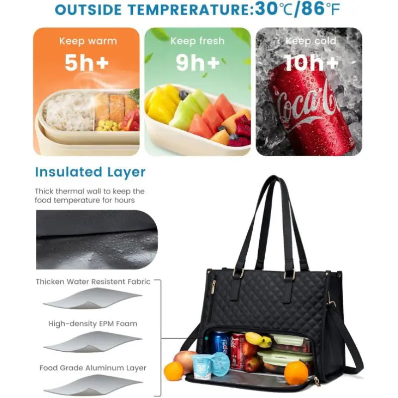 2-in-1 Isolier-Tasche mit Laptopfach – Stilvoll & Praktisch für Arbeit und Alltag