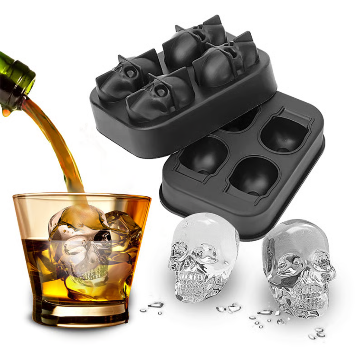 BrewBones™ – Realistischer 3D-Totenkopf-Eiswürfel