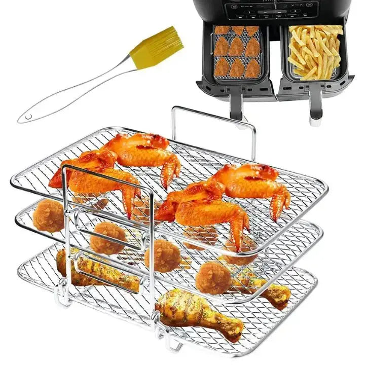 3-stufiges Edelstahl-Luftfritteusen-Rack für vielseitiges Garen