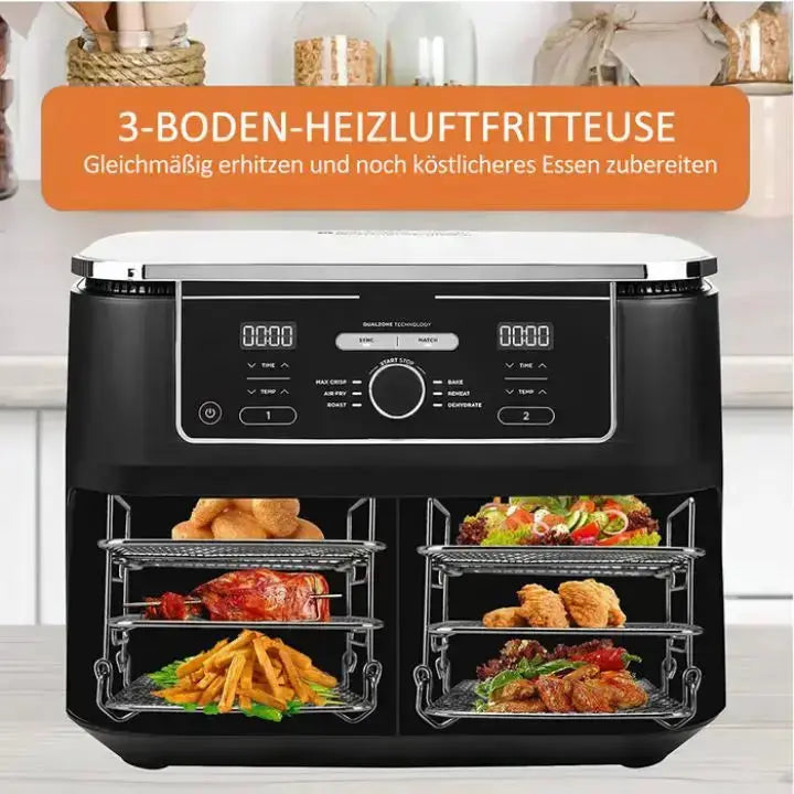 3-stufiges Edelstahl-Luftfritteusen-Rack für vielseitiges Garen