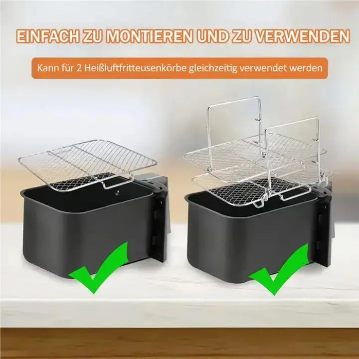 3-stufiges Edelstahl-Luftfritteusen-Rack für vielseitiges Garen