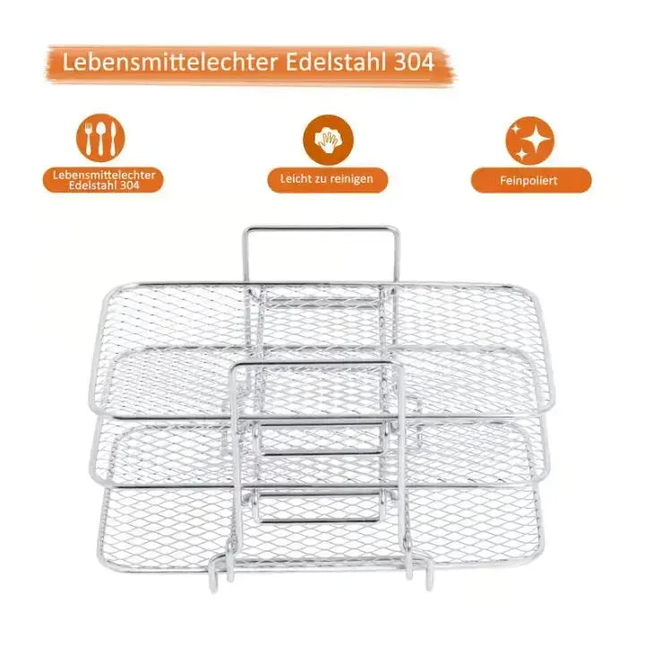 3-stufiges Edelstahl-Luftfritteusen-Rack für vielseitiges Garen