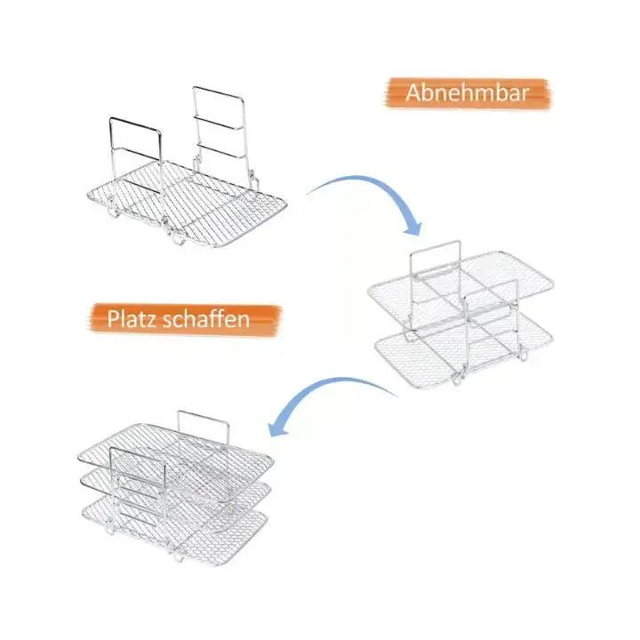 3-stufiges Edelstahl-Luftfritteusen-Rack für vielseitiges Garen