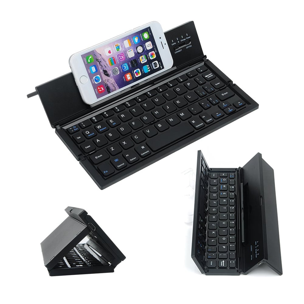 Kabellose, faltbare Bluetooth-Tastatur mit Tri-System – ideal für Smartphones und Tablets