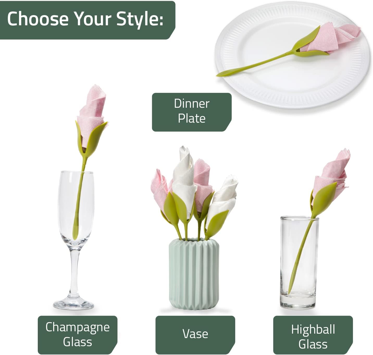 Florenza™ – Servietten stilvoll zu Blumen rollen (2 Stück)