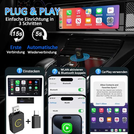Kabelloser CarPlay- und Android Auto-Adapter