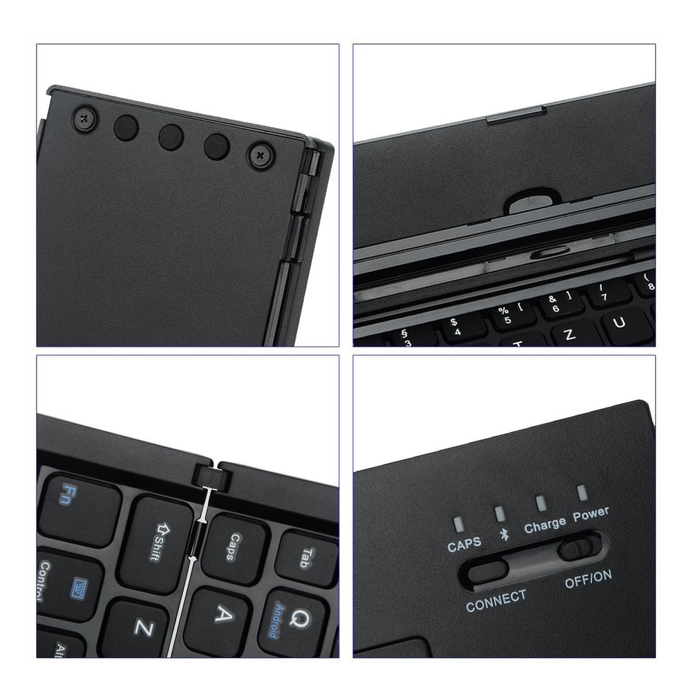 Kabellose, faltbare Bluetooth-Tastatur mit Tri-System – ideal für Smartphones und Tablets