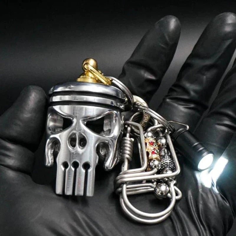 GrimTorque™ - Handgefertigter Skull-Schlüsselanhänger aus Kolben