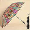 Automatischer Regenschirm – Vintage-Design mit Buntglas und Windschutz