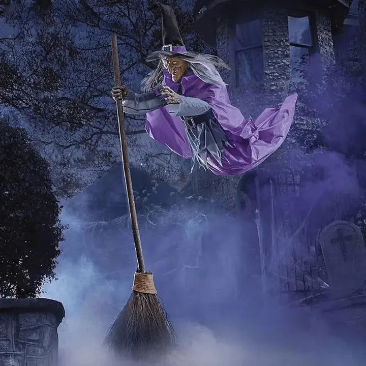 Gespenstische fliegende Hexe – Halloween-Deko mit Lichtern & Sound