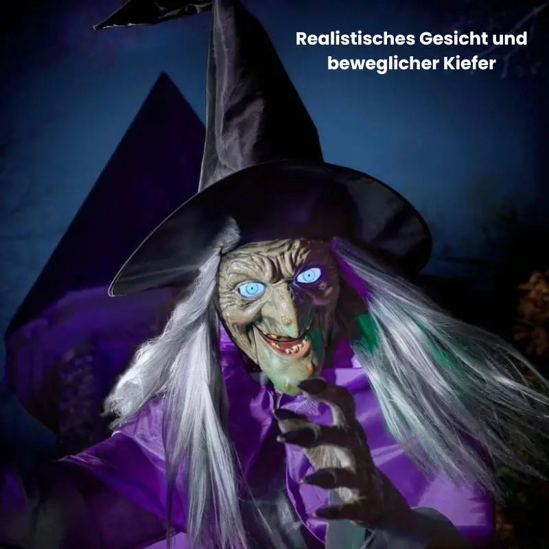 Gespenstische fliegende Hexe – Halloween-Deko mit Lichtern & Sound