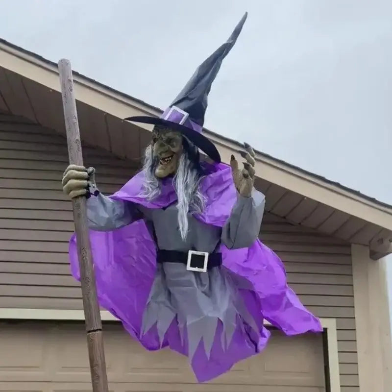 Gespenstische fliegende Hexe – Halloween-Deko mit Lichtern & Sound