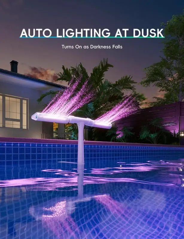 Solar-Poolfontäne mit LED & Doppelsprühbogen – Für nächtlichen Poolzauber