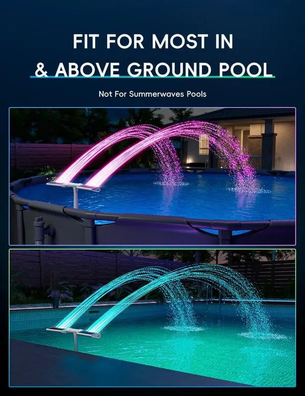 Solar-Poolfontäne mit LED & Doppelsprühbogen – Für nächtlichen Poolzauber