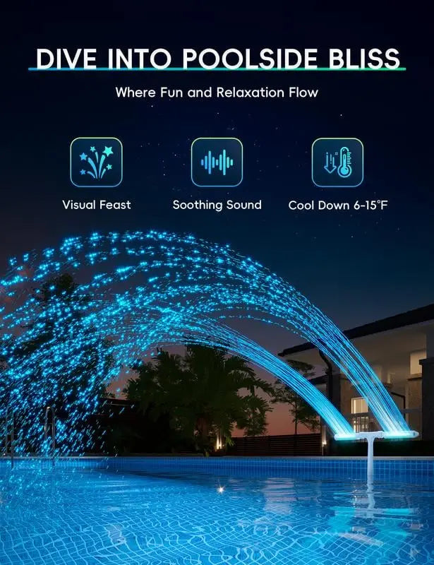 Solar-Poolfontäne mit LED & Doppelsprühbogen – Für nächtlichen Poolzauber