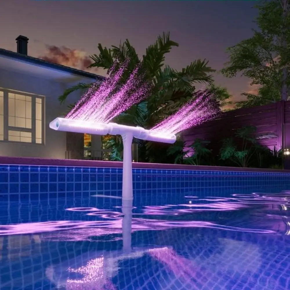 Solar-Poolfontäne mit LED & Doppelsprühbogen – Für nächtlichen Poolzauber