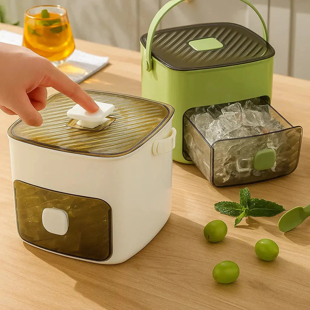 Nie wieder klebrige Eiswürfel – Box mit praktischer Druckfunktion