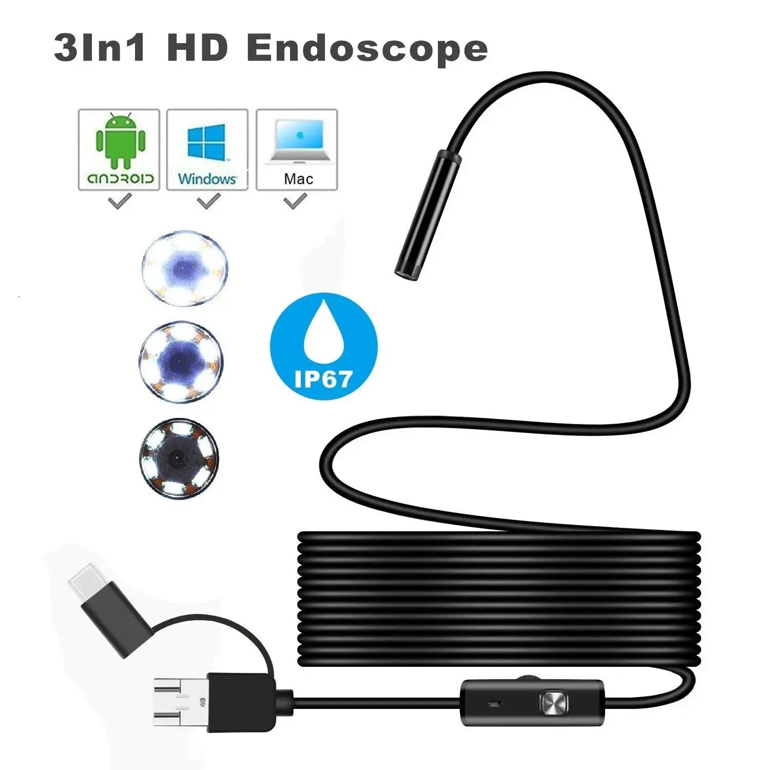 Wasserdichte Endoskopkamera mit LED und flexiblem Kabel