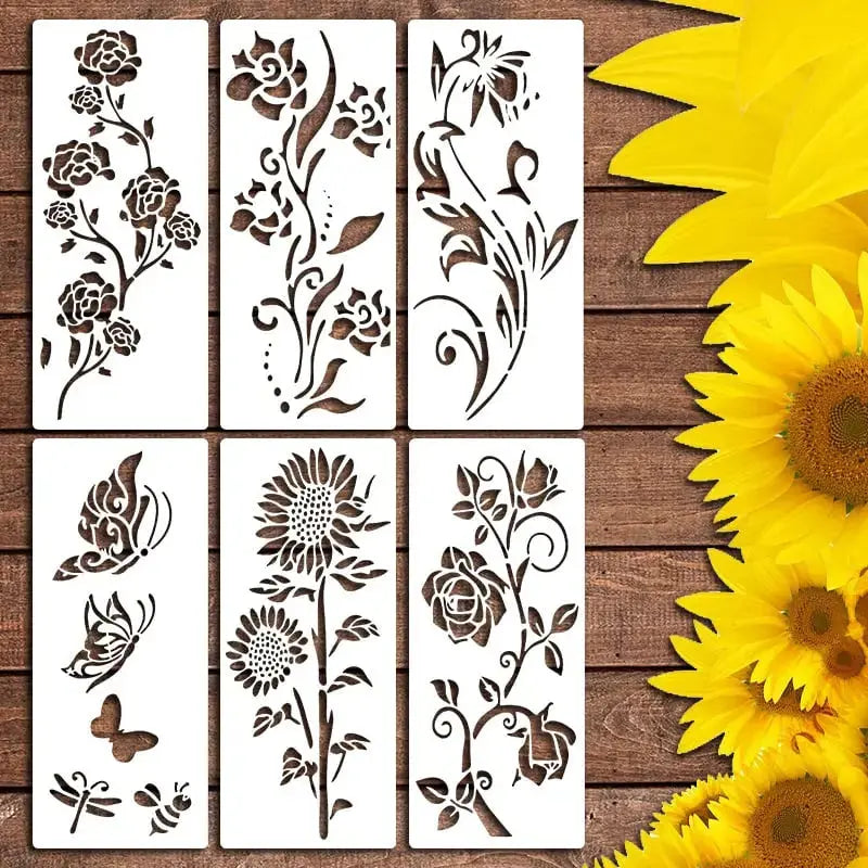 Blumen-Schablonen Set – Wiederverwendbar für Holz, Wände & Zäune