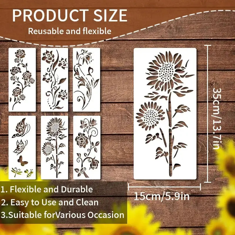 Blumen-Schablonen Set – Wiederverwendbar für Holz, Wände & Zäune