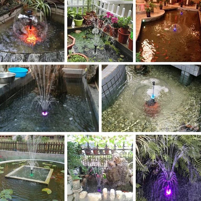 Gartenbrunnenpumpe mit 6 LED-Leuchten