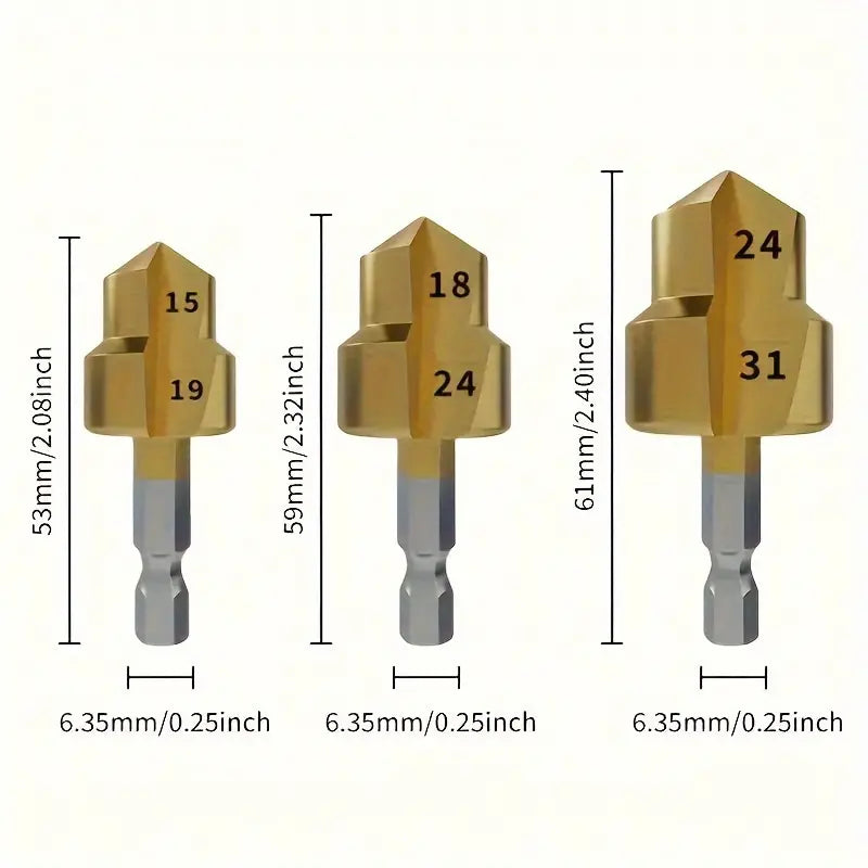 MaxHole™ | Water Pipe Fitting Reamer Drill Bit [Set of 3 Steel] | 50% off