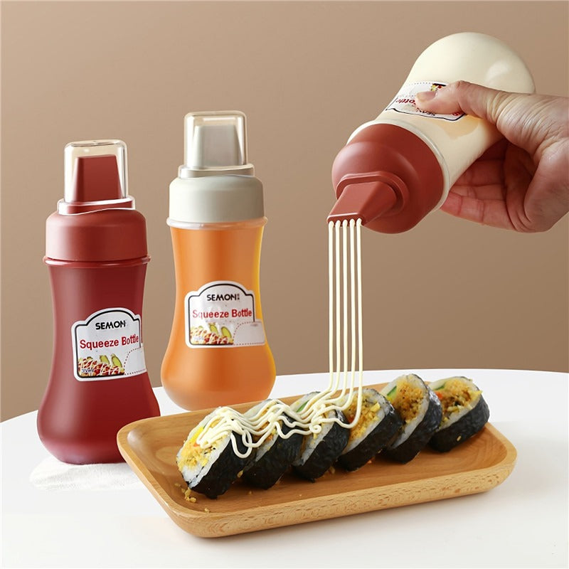 1+1 GRATIS | SqueezeFive | Mehrloch-Soßenflasche – Gleichmäßiges Dosieren leicht gemacht