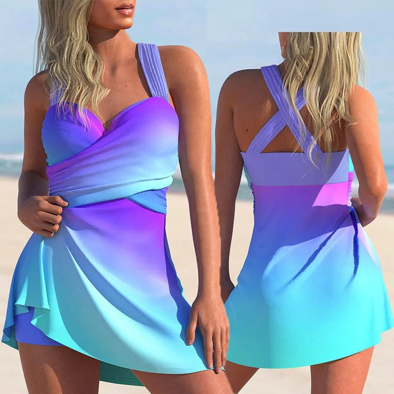 SummerSure – Tankini-Badeanzug & Bikini mit Beachcover für Damen im Muster-Design